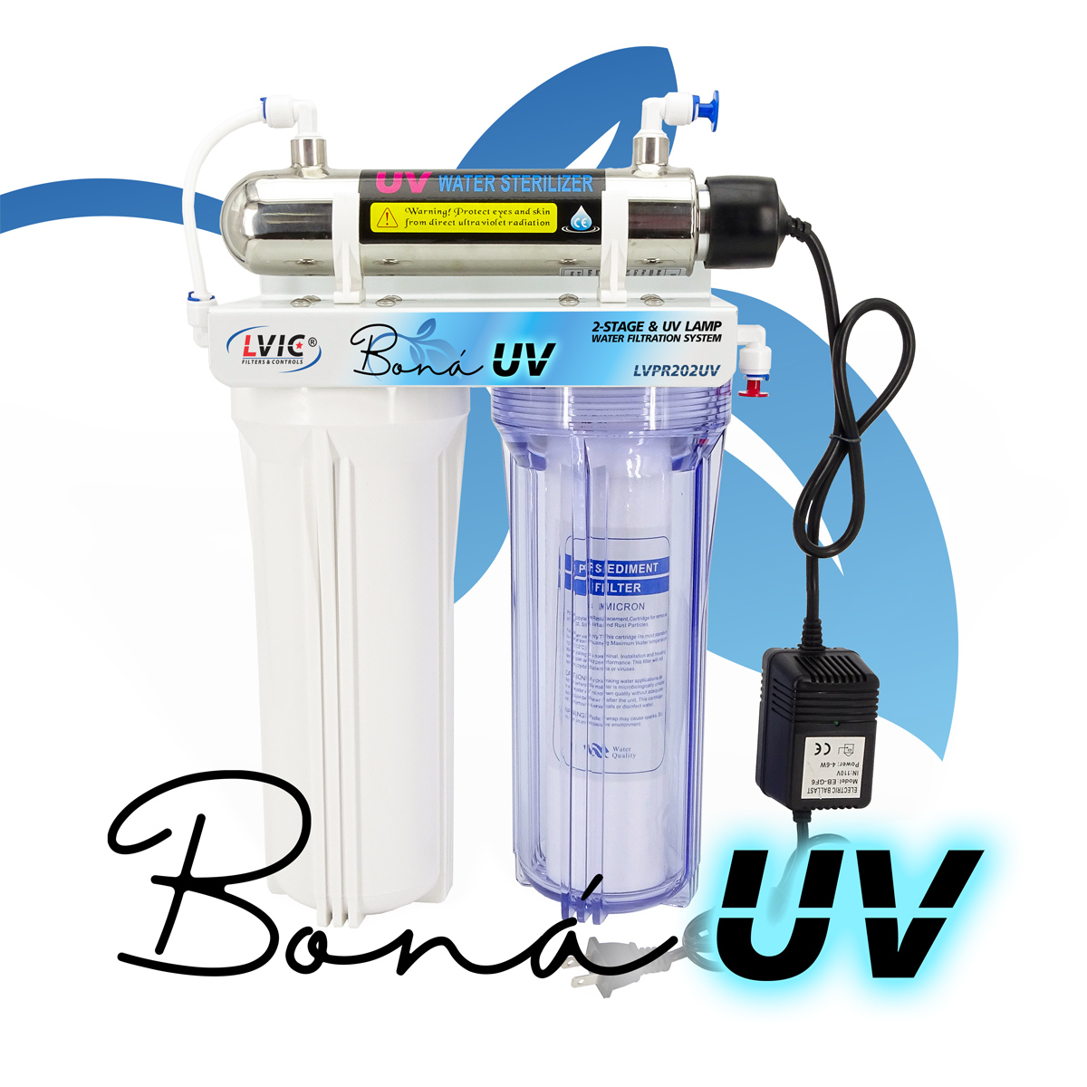 Filtro Purificador de Agua de 3 etapas con Luz Ultravioleta Modelo Boná UV (LVPR202UV)